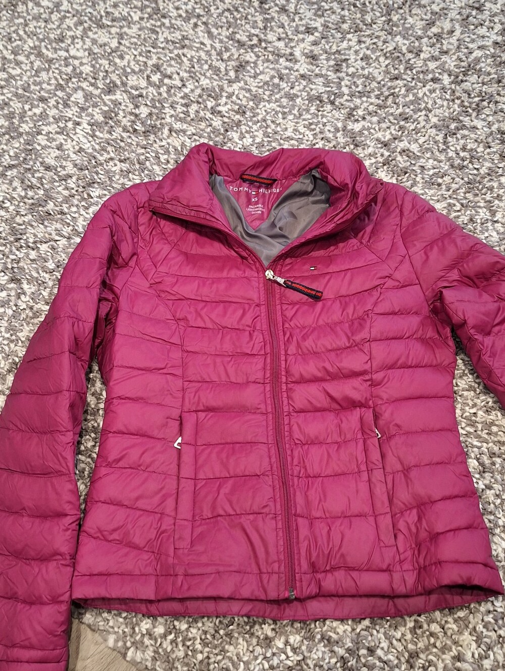 Tommy Hilfiger Magenta Quilted Packable Puffer